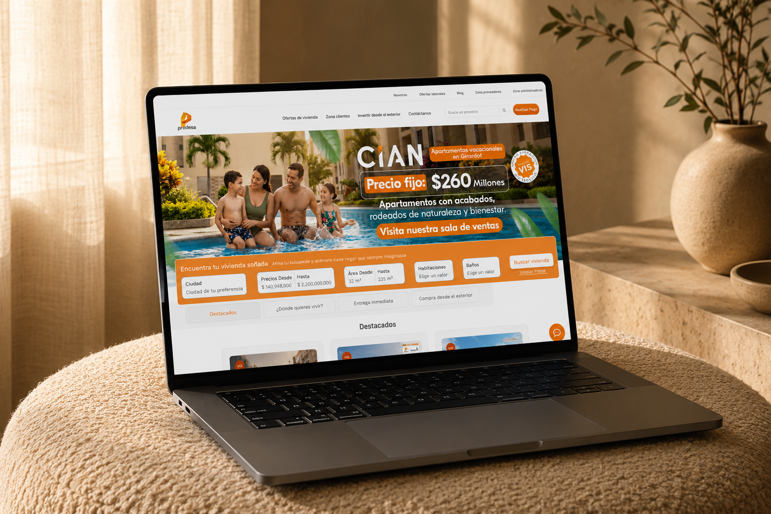 Prodesa — digital direction of the website of one of the largest homebuilders in Colombia and Latin America